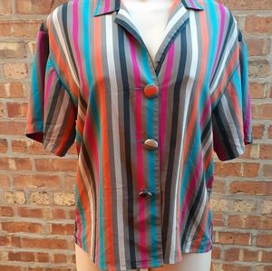 Vintage 1980s Glances Crepe Blouse Large